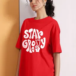 Leotude Women Typography Printed Oversize T-shirt-picture-48