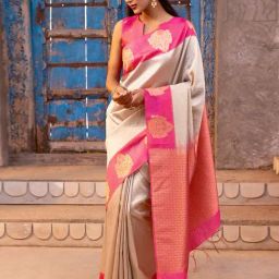 Soch Beige Other Woven Design Saree With Unstitched Blouse-picture-40