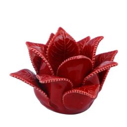Tayhaa Red Ceramic Abstract Candle Holder-39