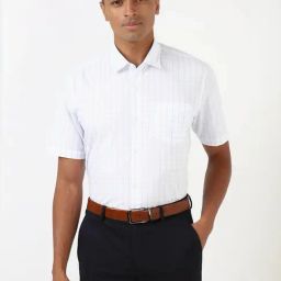 Peter England White Regular Fit Checks Shirt-image-15