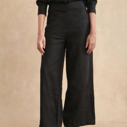 RAREISM Black Linen Solid Trousers-10
