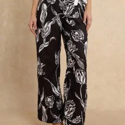 RAREISM Black Polyester Printed Trousers-image-35