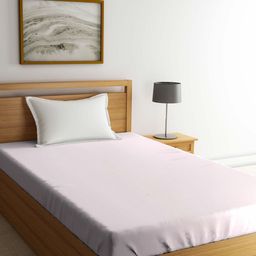 THE BABY ATELIER Pink Cotton 300 TC Fitted Single Bedsheet-36