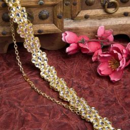 Karatcart Gold Plated Embellished Kundan Metal Hair Band for Women Pack of 1-image-10