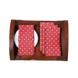 Contrast Living Set Of 4 Red & White Printed Table Napkins image 5