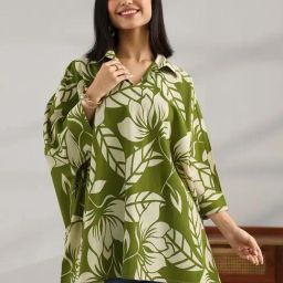 Libas Green Regular Fit Floral Print Tunic-image-67