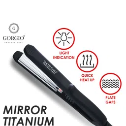 GORGIO PROFESSIONAL Mirror Titanium Overheat-Protection Slim Plate Hair Crimper HC3-62