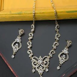 Anikas Creation Stylish American Diamond Gold Tone Jewellery Set-image-67