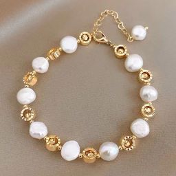 Peora Stylish White - Gold Plating Beads Bracelets-image-36