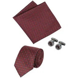 Park Avenue Brown Embroidered Tie with Cufflinks and Pocket Square-image-39