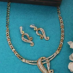 Anikas Creation Designer Gold Plated Stone Studded Choker Jewellery Set-image-97