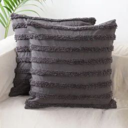 Jamio Firati Grey Cotton Tufted Embroidery Cushion Cover - Set of 2-10