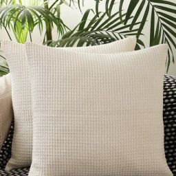 Jamio Firati White Cotton Waffle Textured Cushion Cover - Set of 2-12