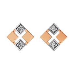 Emori 18k Rose Gold & Diamond Geometric Glamour Stud Earrings-image-8