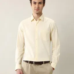Arrow Yellow Cotton Slim Fit Self Pattern Shirt-picture-43