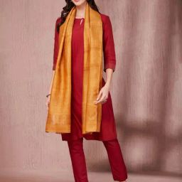 Fabindia Mustard Silk Stole-picture-37