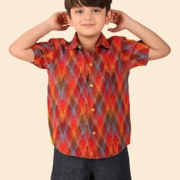 Fabindia Kids Red Printed Shirt-image-28