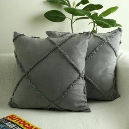 Jamio Firati Grey Cotton Tufted Embroidery Cushion Cover - Set of 2-9
