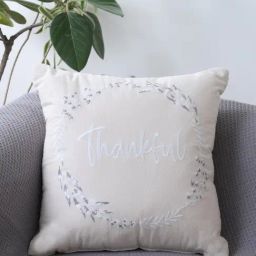 Jamio Firati Grey Cotton Thankful Embroidery Cushion Cover - Set of 2-image-33