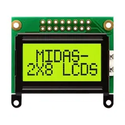 MIDAS DISPLAYS LCD Alphanumeric Display, 4.75mm, Stn, MC20805B6W-SPTLY-V2-14
