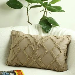 Jamio Firati Brown Cotton Tufted Embroidery Cushion Cover-image-36