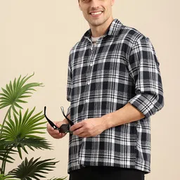 Mast & Harbour Relaxed Fit Self Checked Drop-Shoulder Sleeves Casual Shirt-image-53