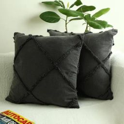 Jamio Firati Black Cotton Tufted Embroidery Cushion Cover - Set of 2-image-79