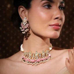 Rubans Gold-Tone Plated Pink Set for Women-picture-4