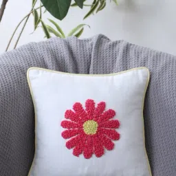 Jamio Firati White Cotton Tufted Embroidery Cushion Cover-image-22