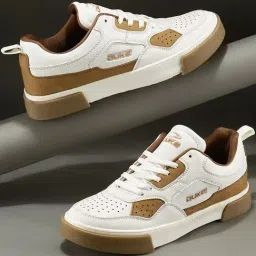 Duke Men's Urban Cupsole Perforation White & Brown Casual Sneakers-image-63