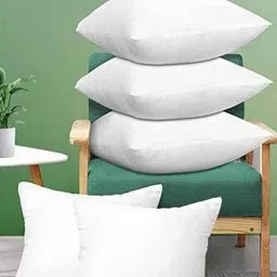 MORADO 5-Pcs White Pure Cotton Square Soft Breathable Fluffy & Comfortable Cushions-38