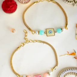 Aapno Rajasthan Evil Eyed Multicoloured Set of 2 Chain Rakhi-34