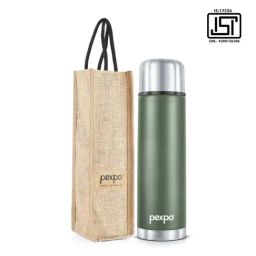 Pexpo Military Green Stainless Steel Vacuum Insulated Flask With Jute Bag (1000ml)-43