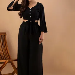 GORDHAN V-Neck Crop Top With Palazzos-image-42