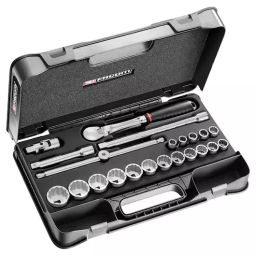 FACOM 12.7 mm (1/2 Inch) Standard Socket Set With Ratchet 12 Point , SL.161-2P12U (Set of 22)-1