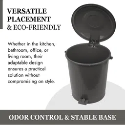 Kuber Industries Beige & Brown 3 Pieces Pedal Dustbin With Lid image 3