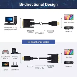 LOTA HDMI Input to DVI Output Adapter Cable Black 3 m Supports 1080p Full HD Plug & Play, MST-1756-LT image 3