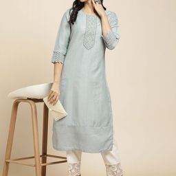 RATAN Embroidered Thread Work Round Neck Straight Kurta-picture-52