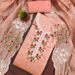 HERE&NOW Floral Embellished Unstitched Dress Material-image-43