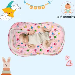 cuddlebud Polyester Infants Washable Baby Cotton mattress with mosquito net for unisex, 0-3 months Mosquito Net image 4
