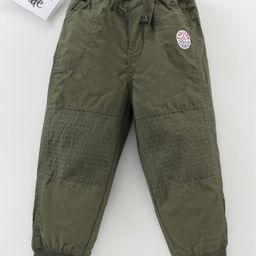 Babyhug Ribbed Waist Full Length Solid Trousers - Olive-image-33