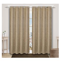 Saral Home Jacquard Grommet Curtains, 4 X 9 Feet, Beige, Pack of 2-image-74