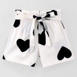 CrayonFlakes Hearts Printed Belted Shorts - Off White-image-77