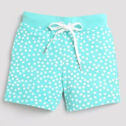 Tiny Girl Polka Dots Printed Shorts With Ribbed Waist - Aqua-image-44