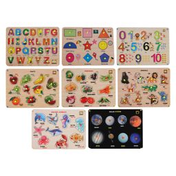 MINDMAKER Wooden Puzzle with Knobs Educational and Learning Toy for Kids Alphabets Numbers Shapes Fruits Vegetables Animals - 8 pieces-3