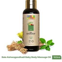 Herby Angel Bala Ashwagandhadi Baby Body Massage Oil Organic Ingredients Nourishes skin Improves complexion Pre-bath oil - 100 ml-image-11