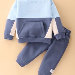 Little Kangaroos Full Sleeves T-Shirt & Lounge Pant Winter Wear Set - Sky Blue-image-41