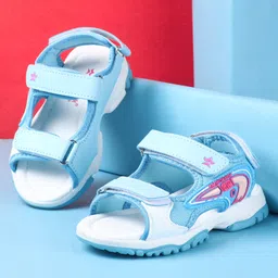 Cute Walk by Babyhug Slip On Sandals with Text Print & Velcro Closure - Blue-picture-18
