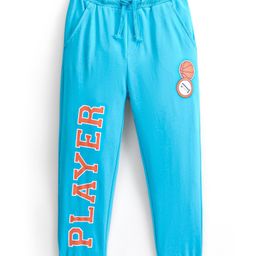 Honeyhap Premium 100% Cotton Looper Lounge Pant With Bio Finish Basketball Print - Blue Atoll-image-40