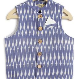 Tiber Taber Sleeveless Ikat Printed Jacket - Blue-image-95